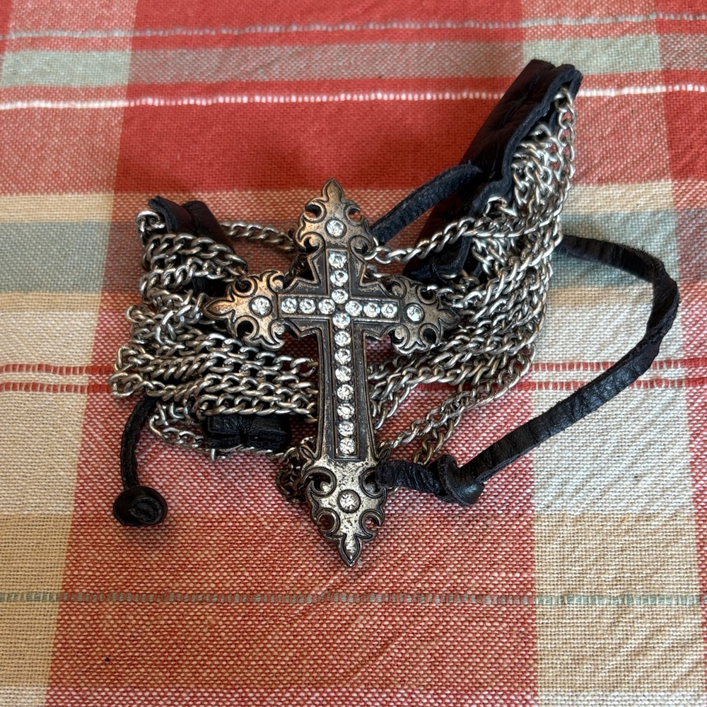 Silver Cross Chain Bracelet